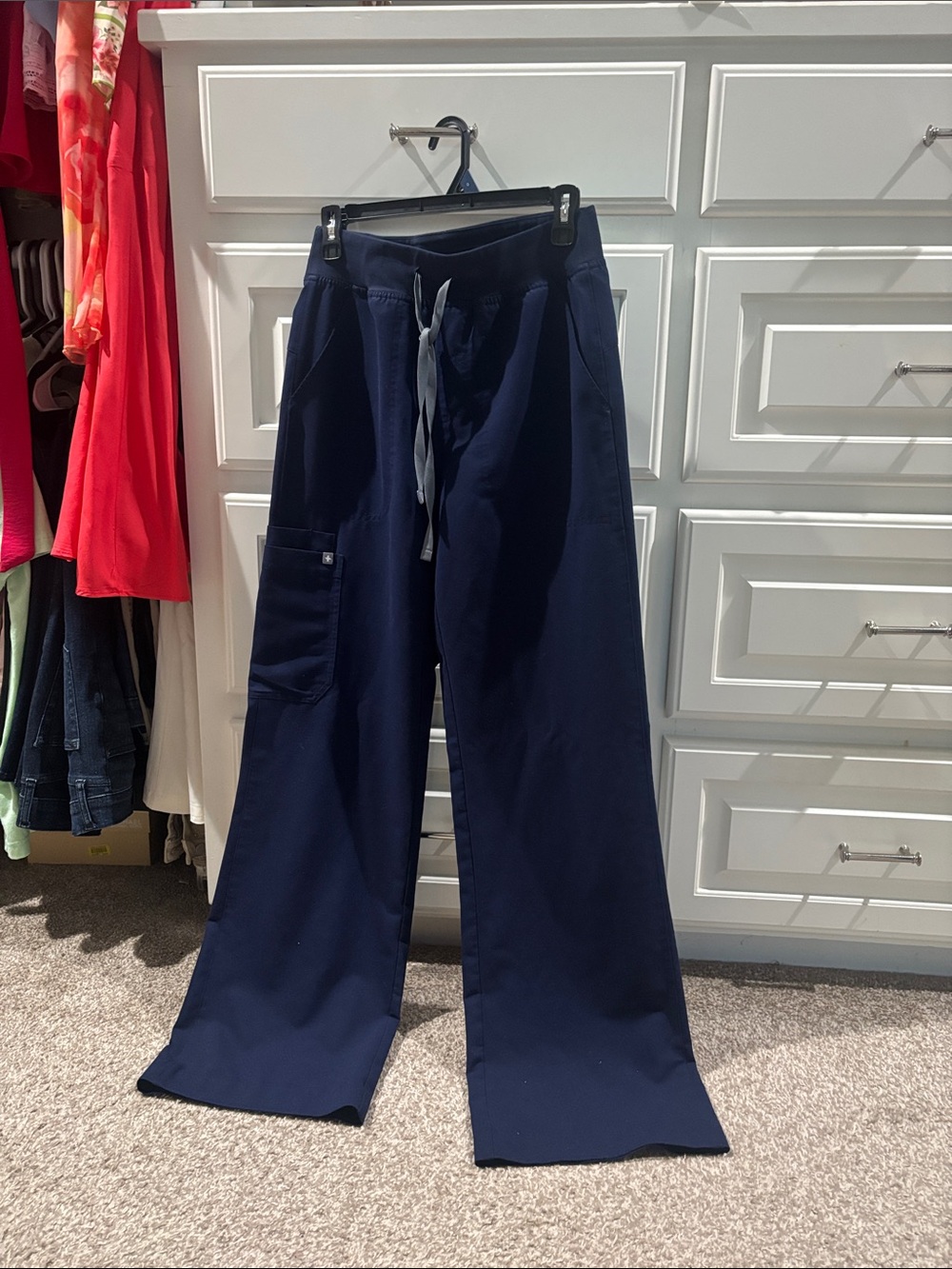 Figs Women's Wide-Leg Navy Drawstring Scrub Pants